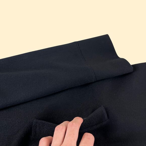 70s/80s wool trench coat by Holly Deb, vintage black jacket w gold-toned buttons - Picture 4 of 9